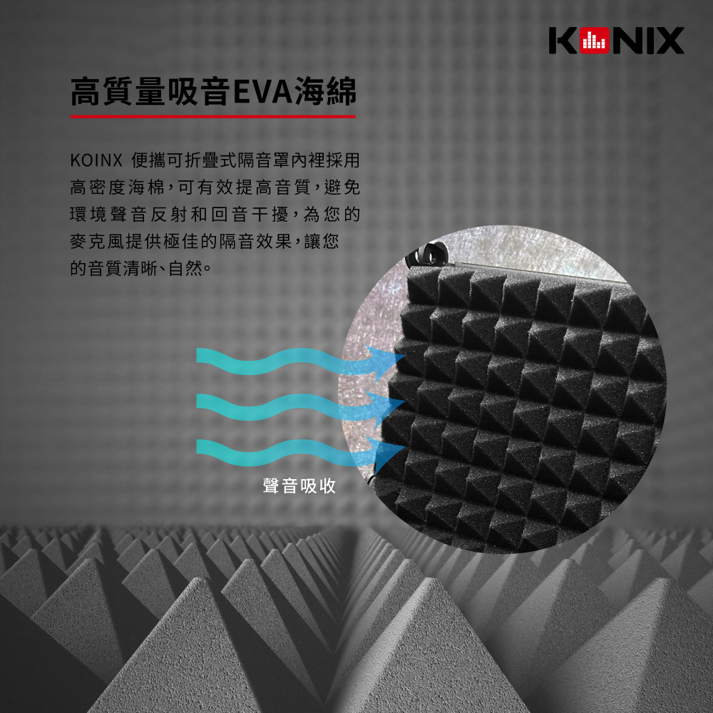 KONIX 隔音罩 吸音海綿 避免回音干擾